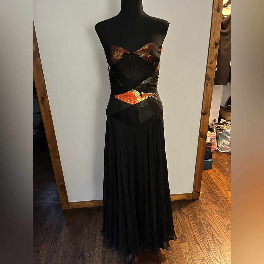 Custom Anne Namba strapless silk gown sz s